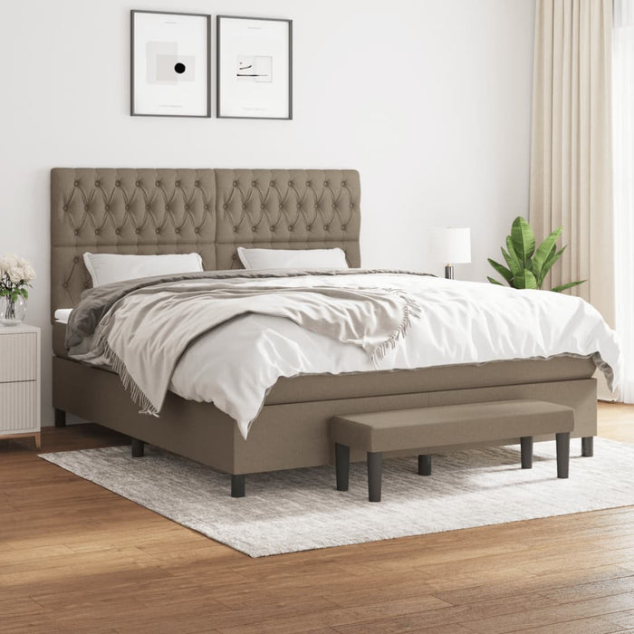 Pat continental cu saltea, gri taupe, 180x200 cm, textil - WALTI WALTI