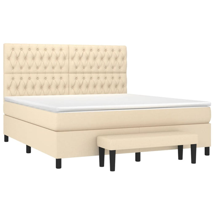Pat continental cu saltea, crem, 180x200 cm, textil - WALTI WALTI