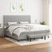Pat box spring cu saltea, gri deschis, 200x200 cm, textil - WALTI WALTI