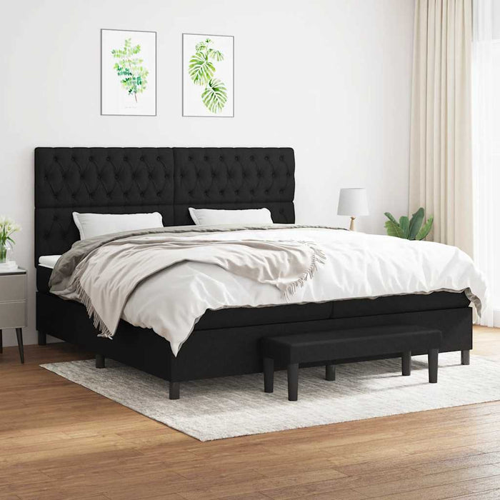 Pat box spring cu saltea, negru, 200x200 cm, textil - WALTI WALTI
