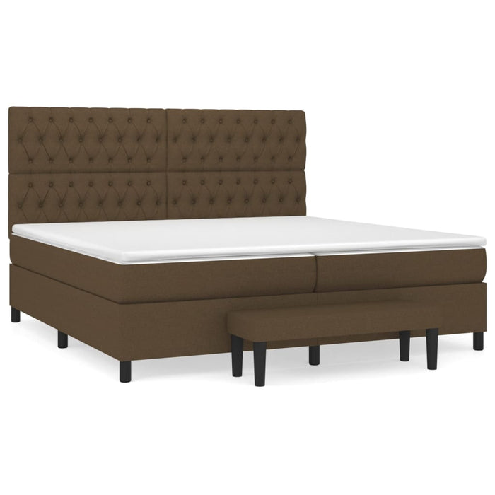 Pat box spring cu saltea, maro închis, 200x200 cm, textil - WALTI WALTI