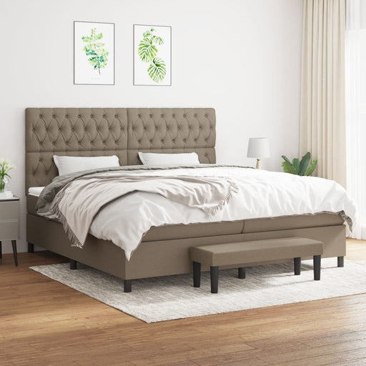 Pat box spring cu saltea, gri taupe, 200x200 cm, textil - WALTI WALTI