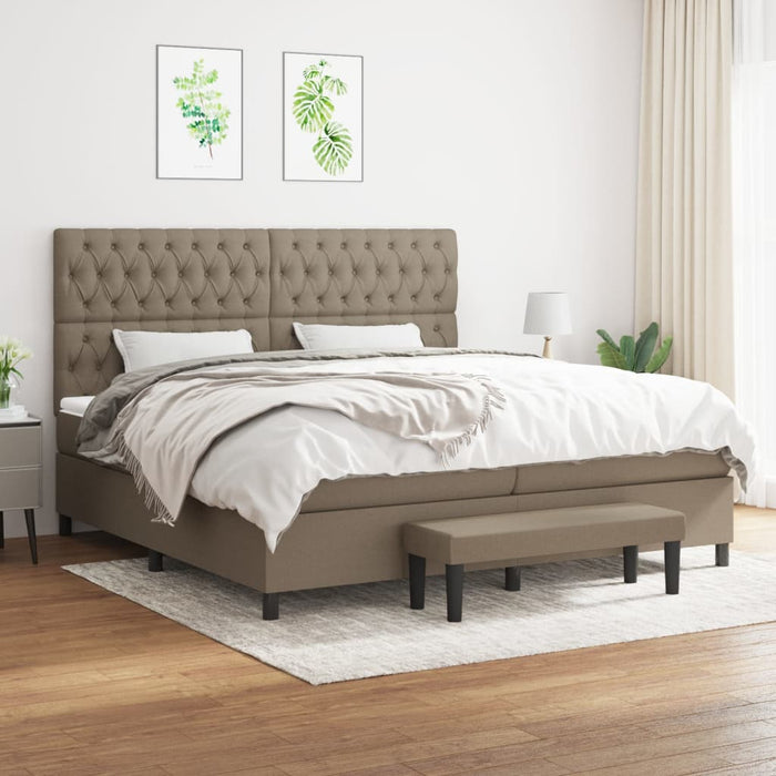 Pat box spring cu saltea, gri taupe, 200x200 cm, textil - WALTI WALTI