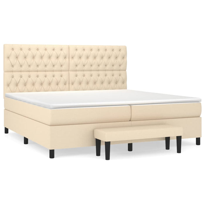Pat box spring cu saltea, crem, 200x200 cm, textil - WALTI WALTI