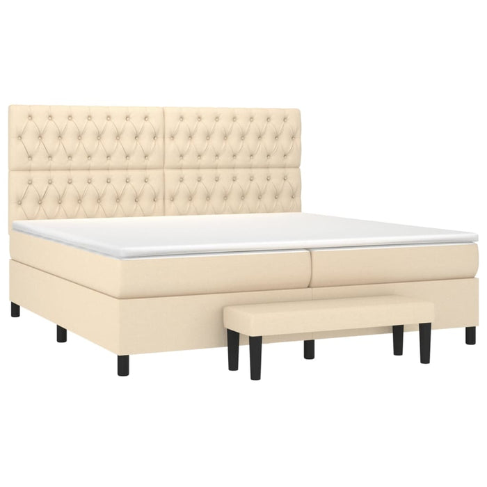 Pat box spring cu saltea, crem, 200x200 cm, textil - WALTI WALTI