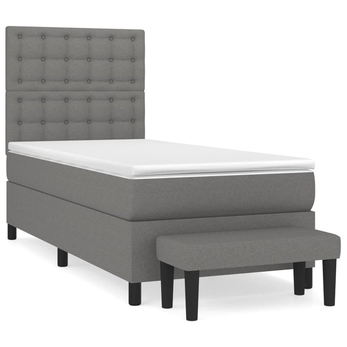 Pat box spring cu saltea, gri închis, 80x200 cm, textil WALTI