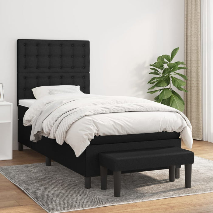 Pat box spring cu saltea, negru, 80x200 cm, textil - WALTI WALTI