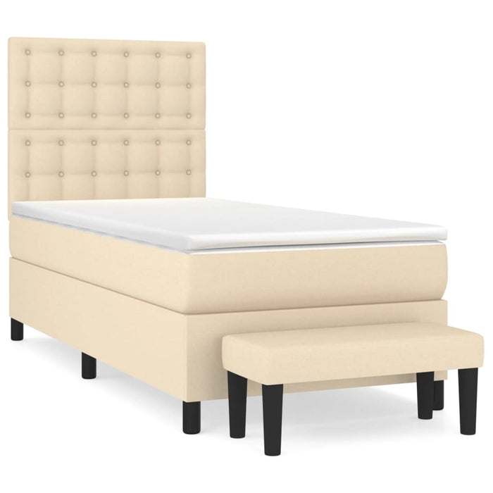 Pat box spring cu saltea, crem, 80x200 cm, textil WALTI