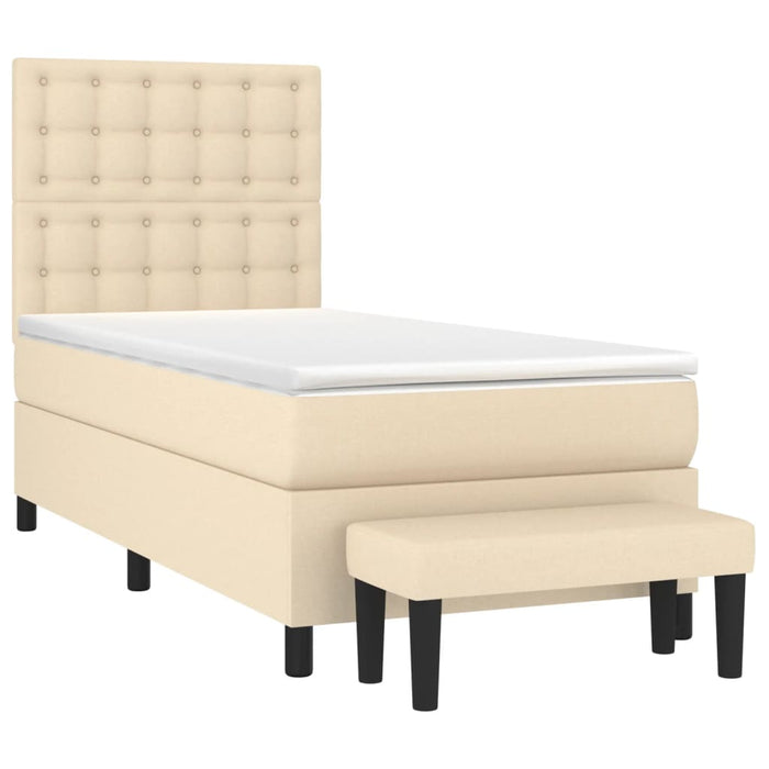 Pat box spring cu saltea, crem, 80x200 cm, textil WALTI