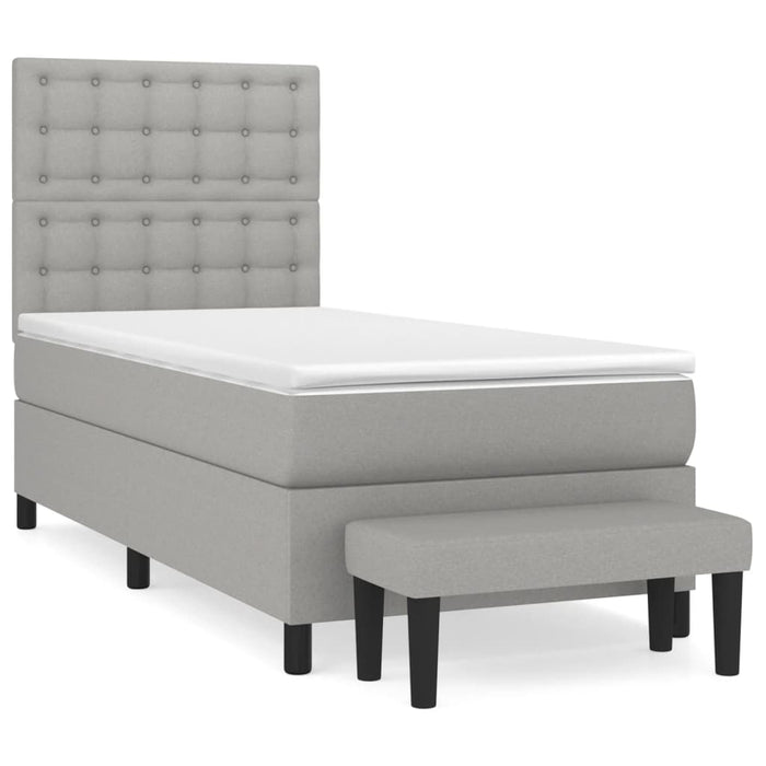 Pat box spring cu saltea, gri deschis, 90x190 cm, textil - WALTI WALTI