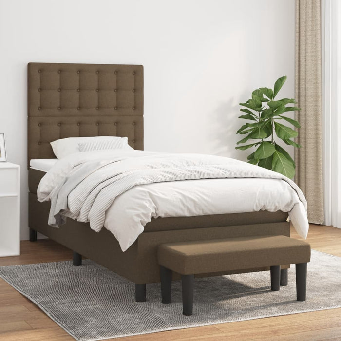 Pat box spring cu saltea, maro închis, 90x190 cm, textil - WALTI WALTI