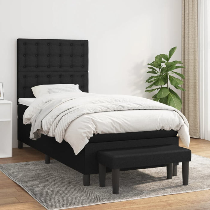 Pat box spring cu saltea, negru, 90x200 cm, textil - WALTI WALTI