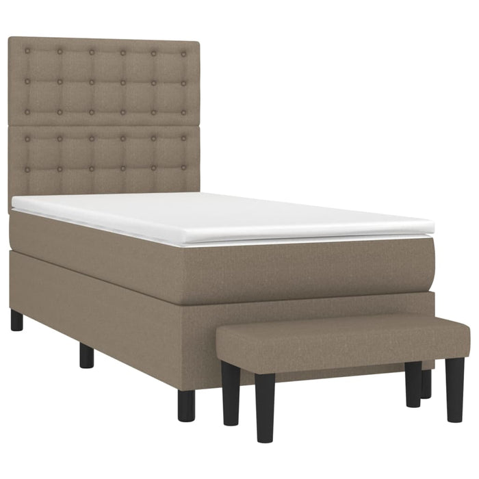Pat box spring cu saltea, gri taupe, 90x200 cm, textil - WALTI WALTI