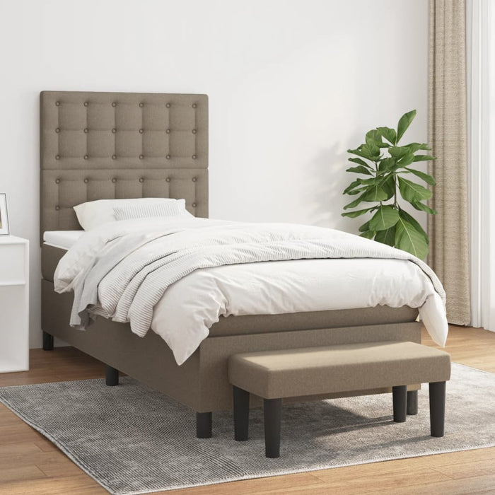 Pat box spring cu saltea, gri taupe, 90x200 cm, textil - WALTI WALTI