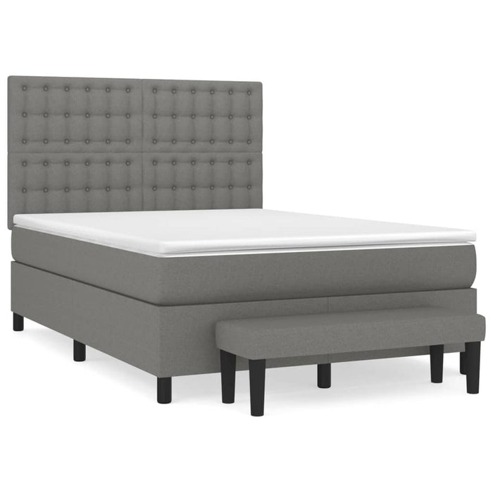 Pat box spring cu saltea, gri închis, 140x190 cm, textil - WALTI WALTI