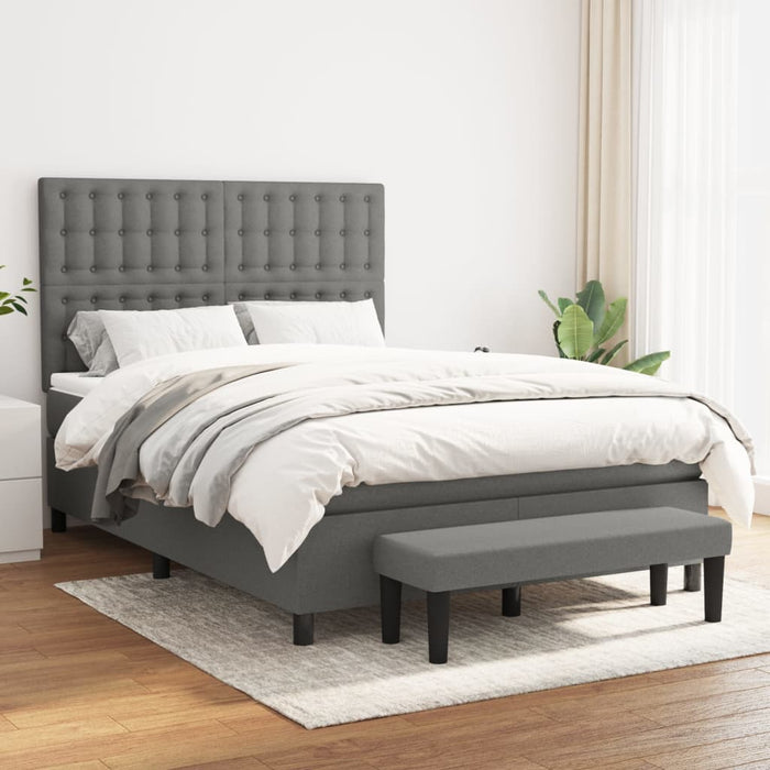 Pat box spring cu saltea, gri închis, 140x190 cm, textil - WALTI WALTI
