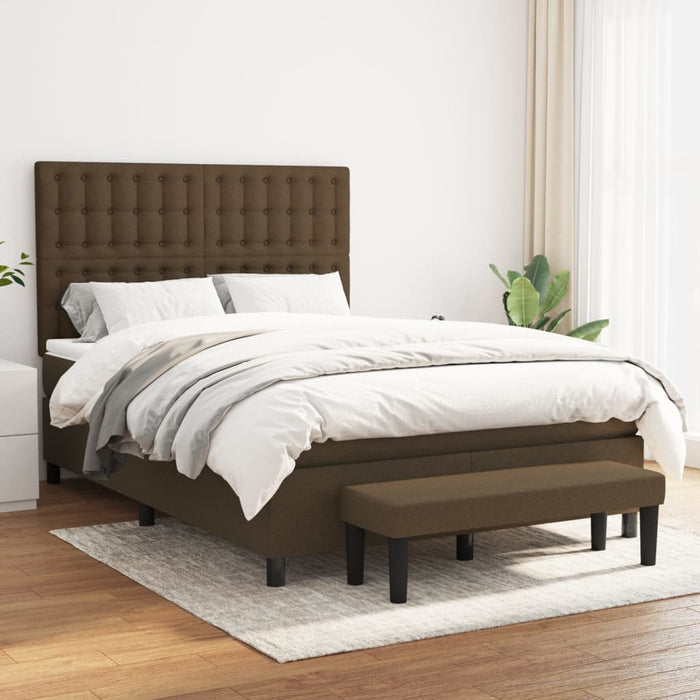 Pat box spring cu saltea, maro închis, 140x200 cm, textil - WALTI WALTI