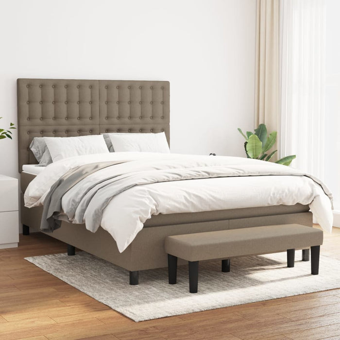 Pat box spring cu saltea, gri taupe, 140x200 cm, textil - WALTI WALTI