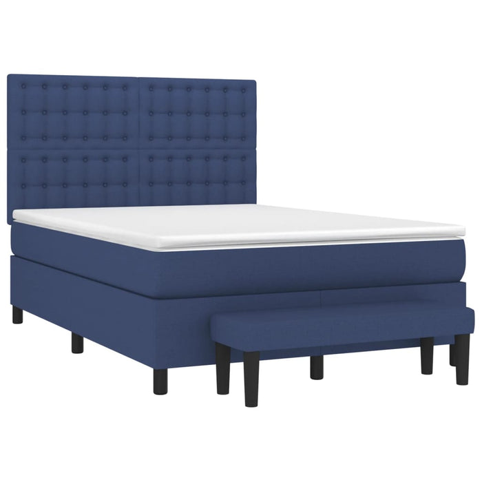 Pat box spring cu saltea, albastru, 140x200 cm, textil - WALTI WALTI