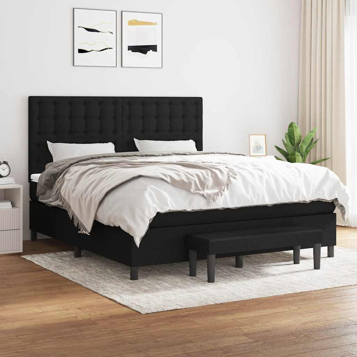 Pat box spring cu saltea, negru, 160x200 cm, textil - WALTI WALTI