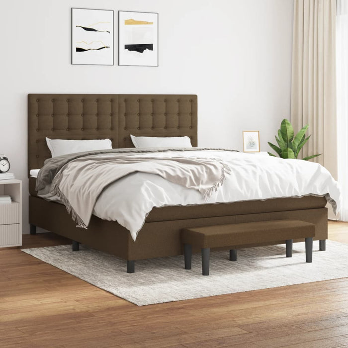 Pat box spring cu saltea, maro închis, 160x200 cm, textil - WALTI WALTI
