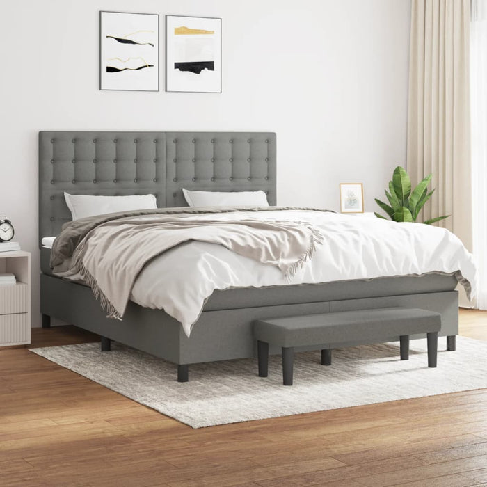 Pat box spring cu saltea, gri închis, 180x200 cm, textil - WALTI WALTI