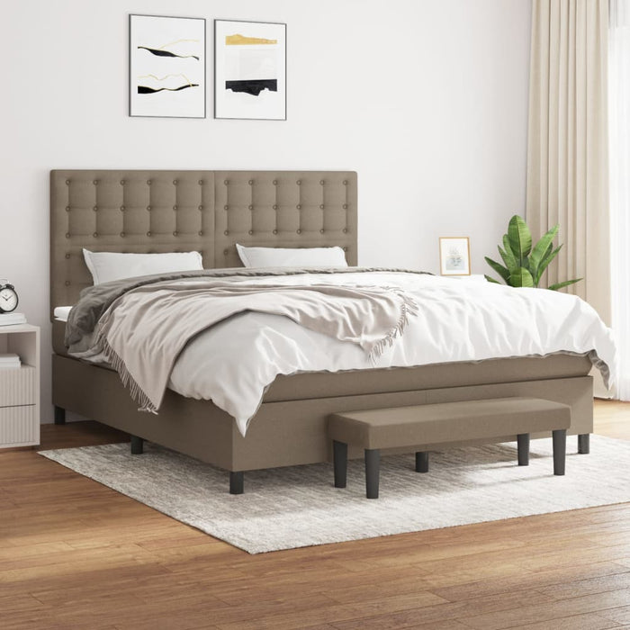 Pat continental cu saltea, gri taupe, 180x200 cm, textil - WALTI WALTI