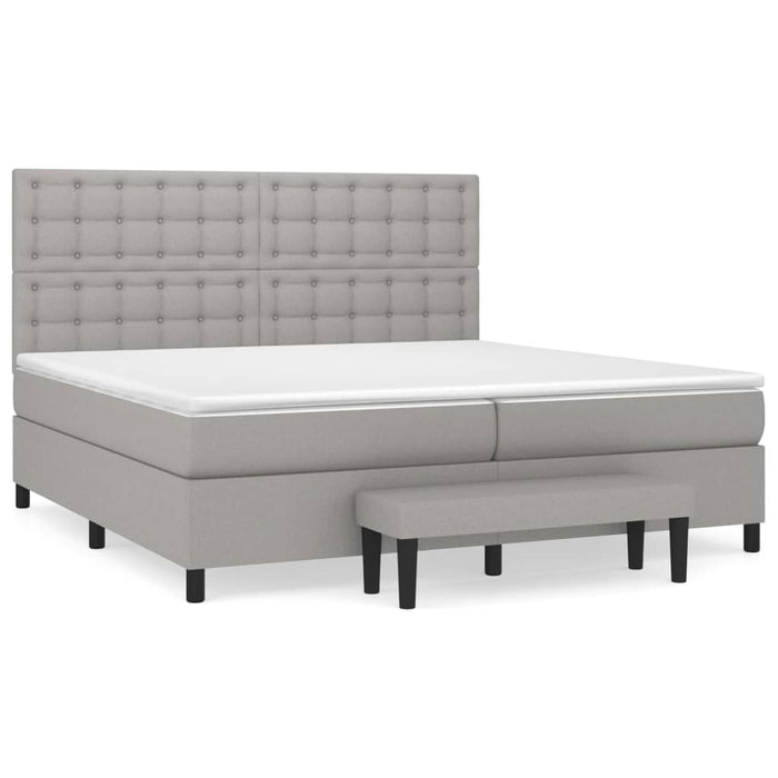 Pat box spring cu saltea, gri deschis, 200x200 cm, textil - WALTI WALTI