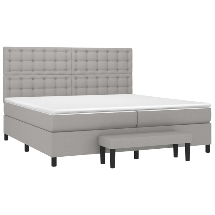 Pat box spring cu saltea, gri deschis, 200x200 cm, textil - WALTI WALTI