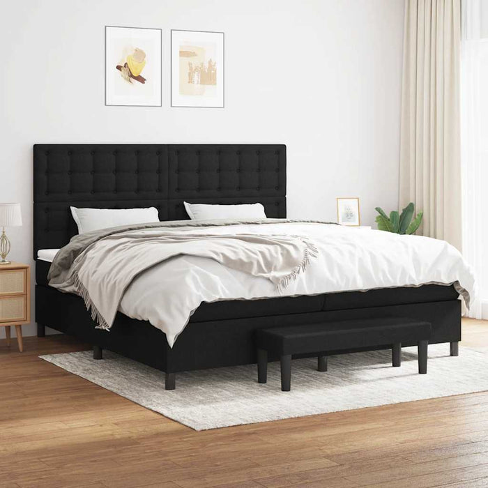 Pat box spring cu saltea, negru, 200x200 cm, textil - WALTI WALTI