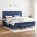 Pat box spring cu saltea, albastru, 200x200 cm, textil - WALTI WALTI