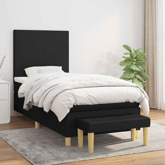 Pat box spring cu saltea, negru, 80x200 cm, textil - WALTI WALTI