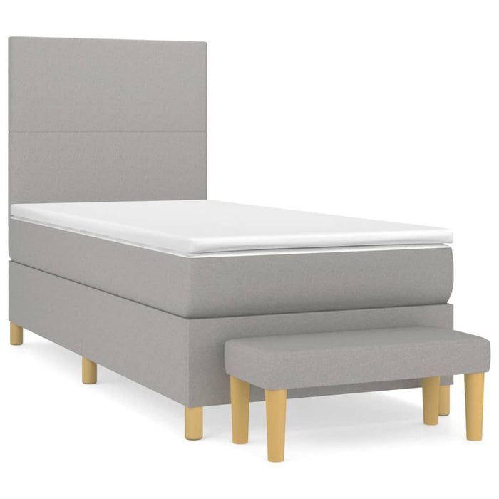Pat box spring cu saltea, gri deschis, 90x200 cm, textil - WALTI WALTI