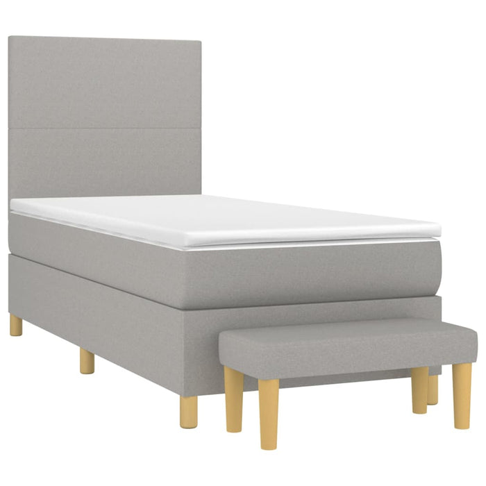 Pat box spring cu saltea, gri deschis, 90x200 cm, textil - WALTI WALTI