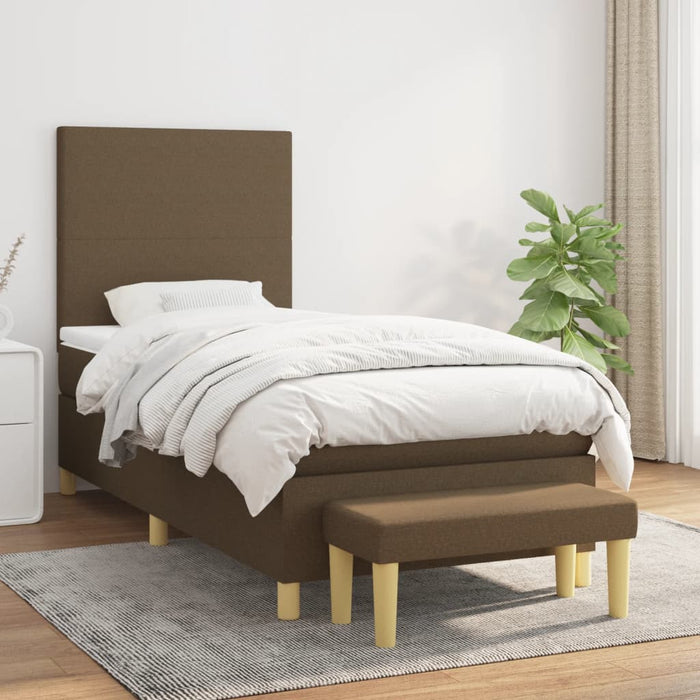 Pat box spring cu saltea, maro închis, 90x200 cm, textil - WALTI WALTI