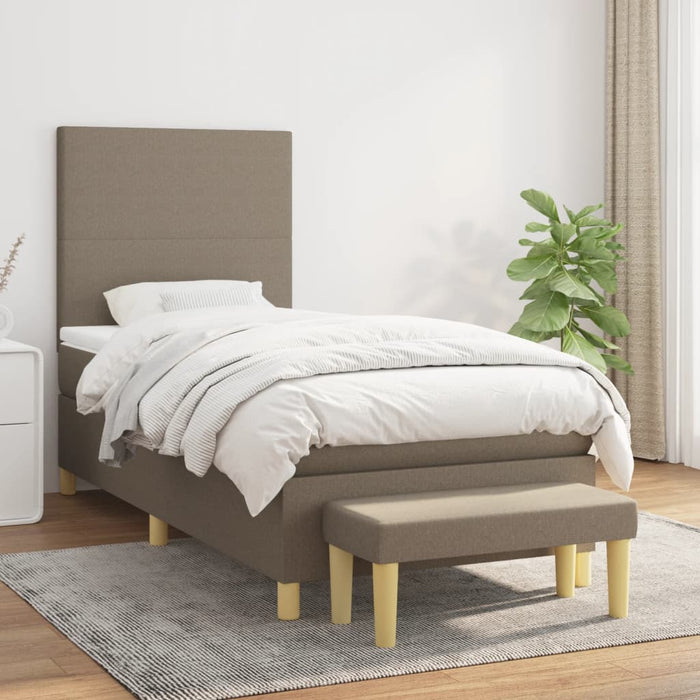 Pat box spring cu saltea, gri taupe, 90x200 cm, textil - WALTI WALTI
