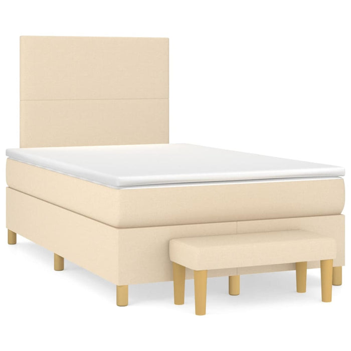 Pat box spring cu saltea, crem, 120x200 cm, textil - WALTI WALTI