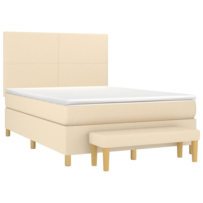 Pat box spring cu saltea, crem, 140x200 cm, textil - WALTI WALTI