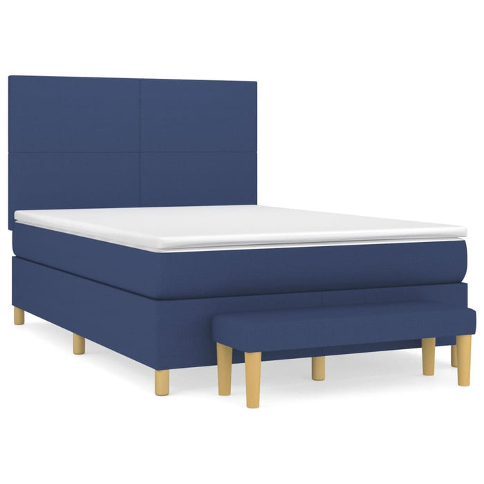 Pat box spring cu saltea, albastru, 140x200 cm, textil - WALTI WALTI