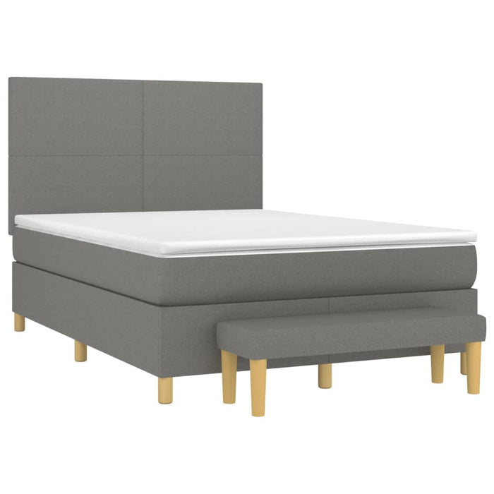 Pat box spring cu saltea, gri închis, 140x200 cm, textil - WALTI WALTI