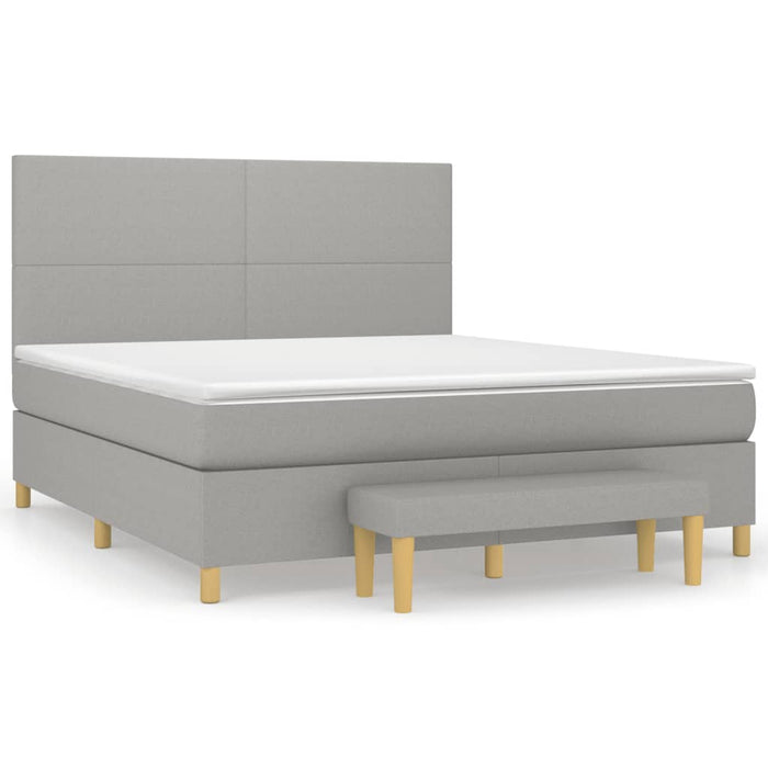 Pat continental cu saltea, gri deschis, 160x200 cm, textil WALTI