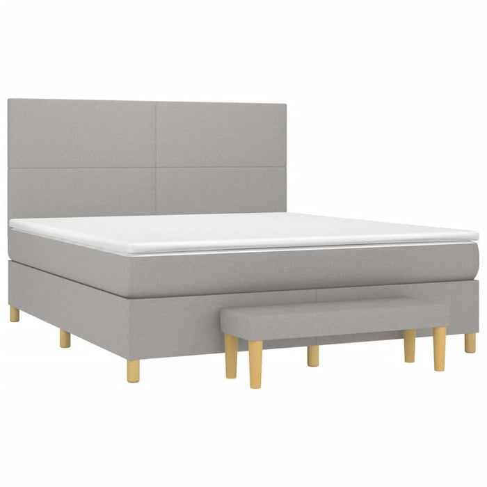 Pat continental cu saltea, gri deschis, 160x200 cm, textil WALTI