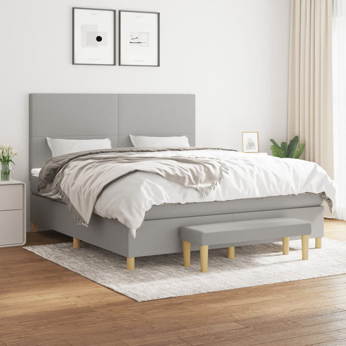 Pat continental cu saltea, gri deschis, 160x200 cm, textil WALTI