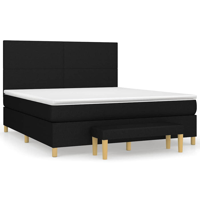 Pat box spring cu saltea, negru, 160x200 cm, textil - WALTI WALTI