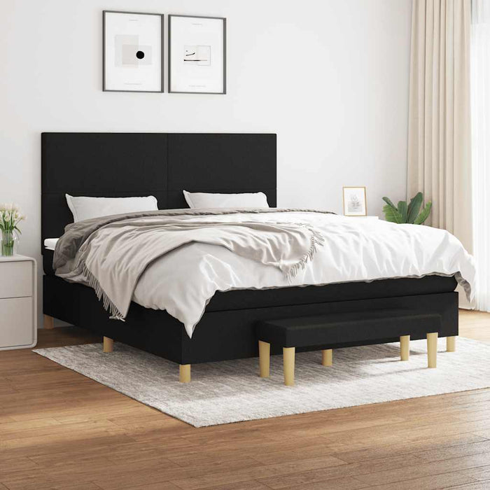 Pat box spring cu saltea, negru, 160x200 cm, textil - WALTI WALTI