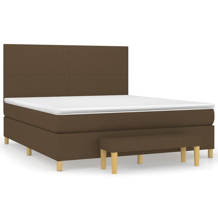 Pat box spring cu saltea, maro închis, 160x200 cm, textil - WALTI WALTI