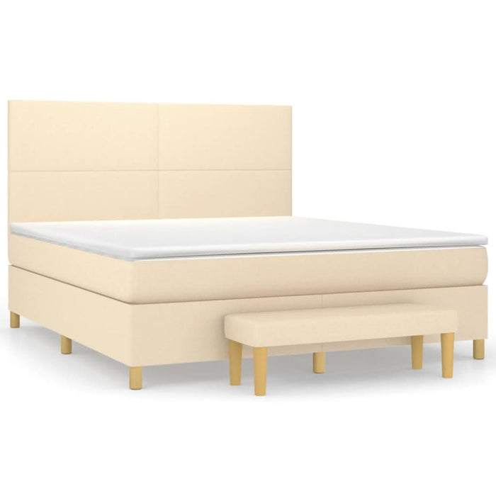 Pat box spring cu saltea, crem, 160x200 cm, material textil - WALTI WALTI