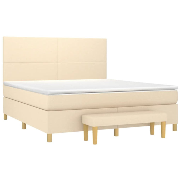 Pat box spring cu saltea, crem, 160x200 cm, material textil - WALTI WALTI