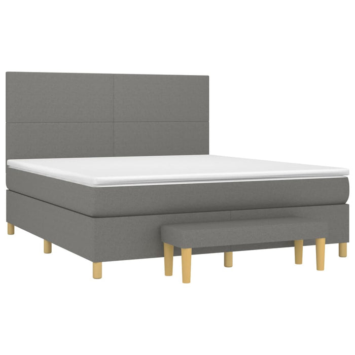 Pat box spring cu saltea, gri închis, 180x200 cm, textil - WALTI WALTI