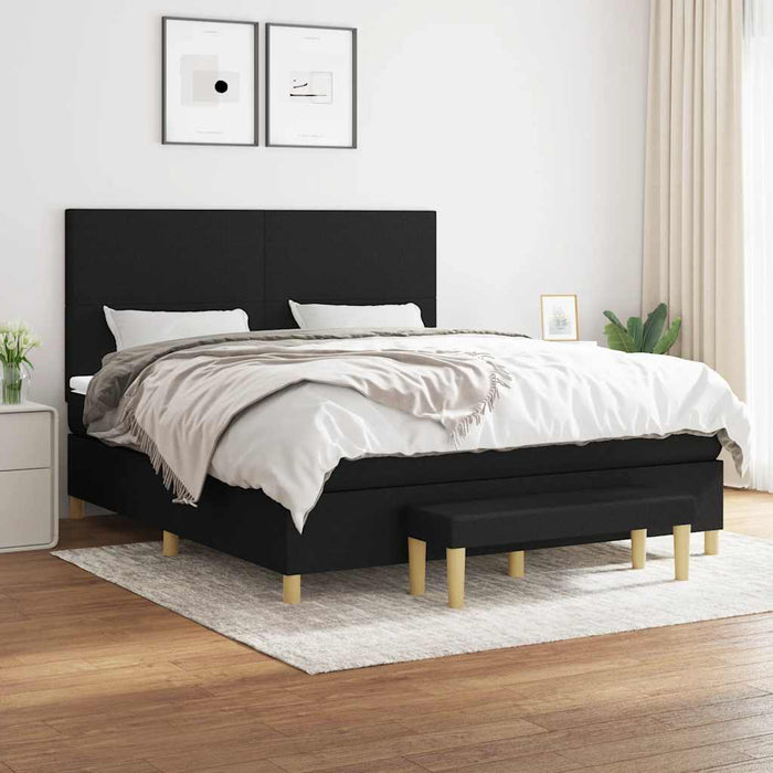 Pat box spring cu saltea, negru, 180x200 cm, catifea - WALTI WALTI
